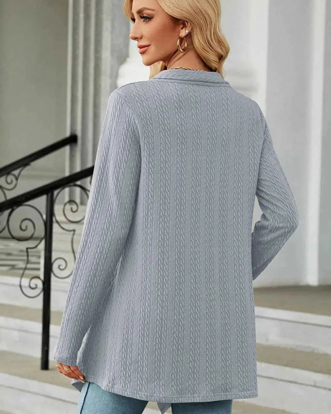 Open Front Long Sleeve Cardigan - Trendsi