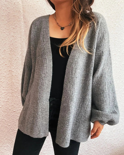 Open Front Long Sleeve Cardigan - Trendsi