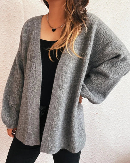 Open Front Long Sleeve Cardigan - Trendsi