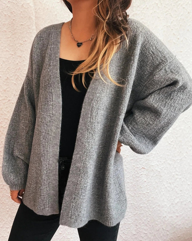Open Front Long Sleeve Cardigan - Trendsi