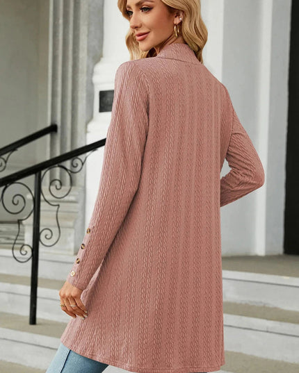 Open Front Long Sleeve Cardigan - Trendsi