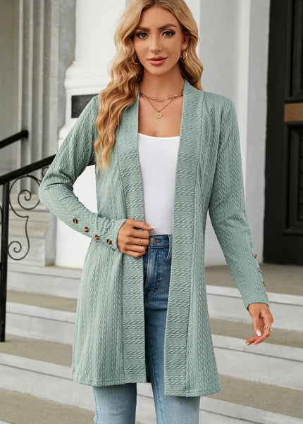 Open Front Long Sleeve Cardigan - Trendsi