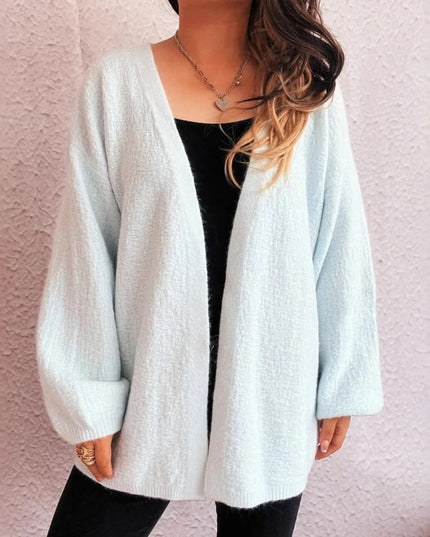 Open Front Long Sleeve Cardigan - Trendsi
