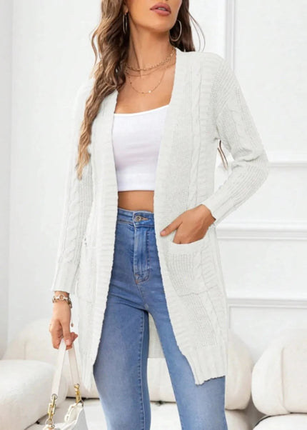 Open Front Long Sleeve Cardigan - Trendsi