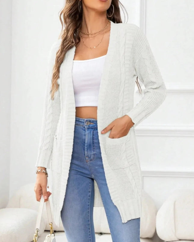 Open Front Long Sleeve Cardigan - Trendsi