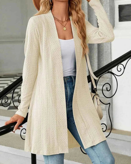 Open Front Long Sleeve Cardigan - Trendsi