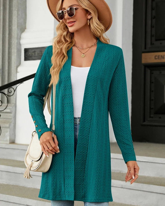 Open Front Long Sleeve Cardigan - Trendsi