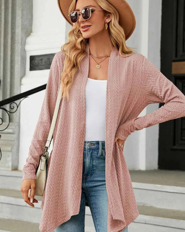 Open Front Long Sleeve Cardigan - Trendsi