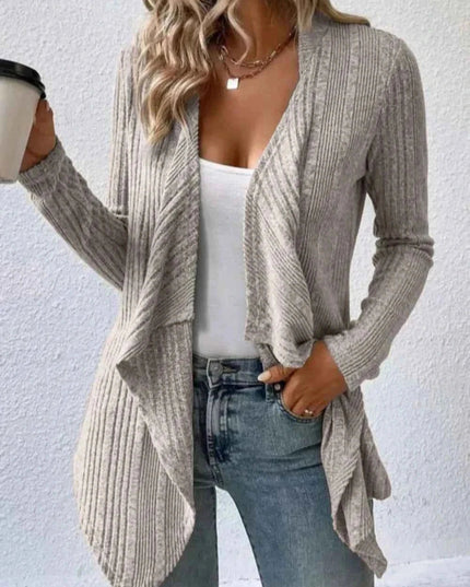 Open Front Long Sleeve Cardigan - Trendsi