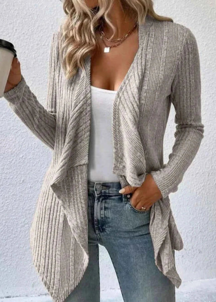 Open Front Long Sleeve Cardigan - Trendsi