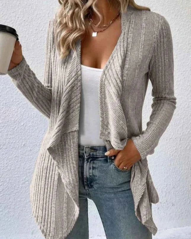 Open Front Long Sleeve Cardigan - Trendsi