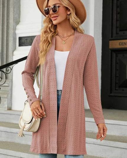 Open Front Long Sleeve Cardigan - Trendsi