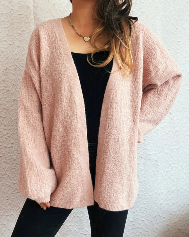 Open Front Long Sleeve Cardigan - Trendsi