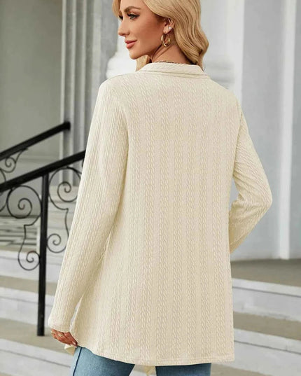 Open Front Long Sleeve Cardigan - Trendsi