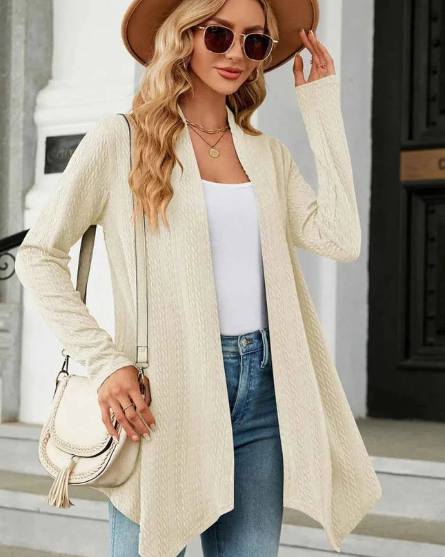 Open Front Long Sleeve Cardigan - Trendsi
