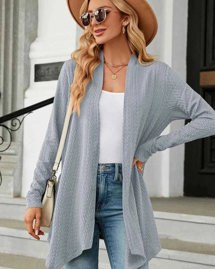 Open Front Long Sleeve Cardigan - Trendsi