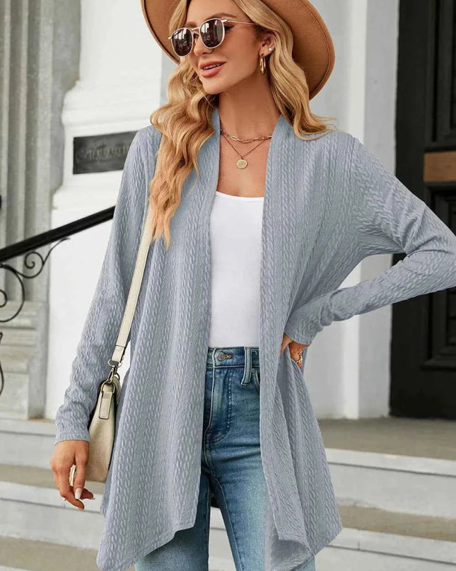 Open Front Long Sleeve Cardigan - Trendsi