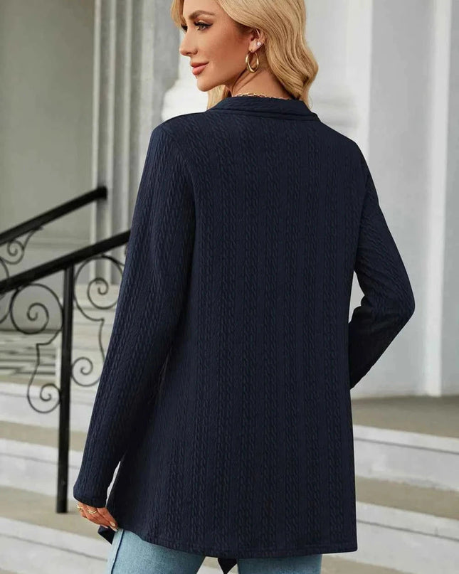 Open Front Long Sleeve Cardigan - Trendsi