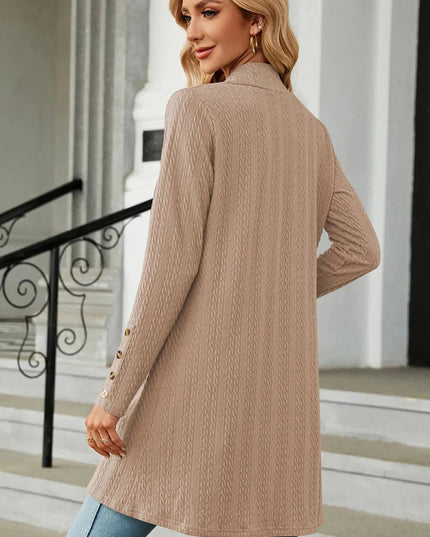 Open Front Long Sleeve Cardigan - Trendsi