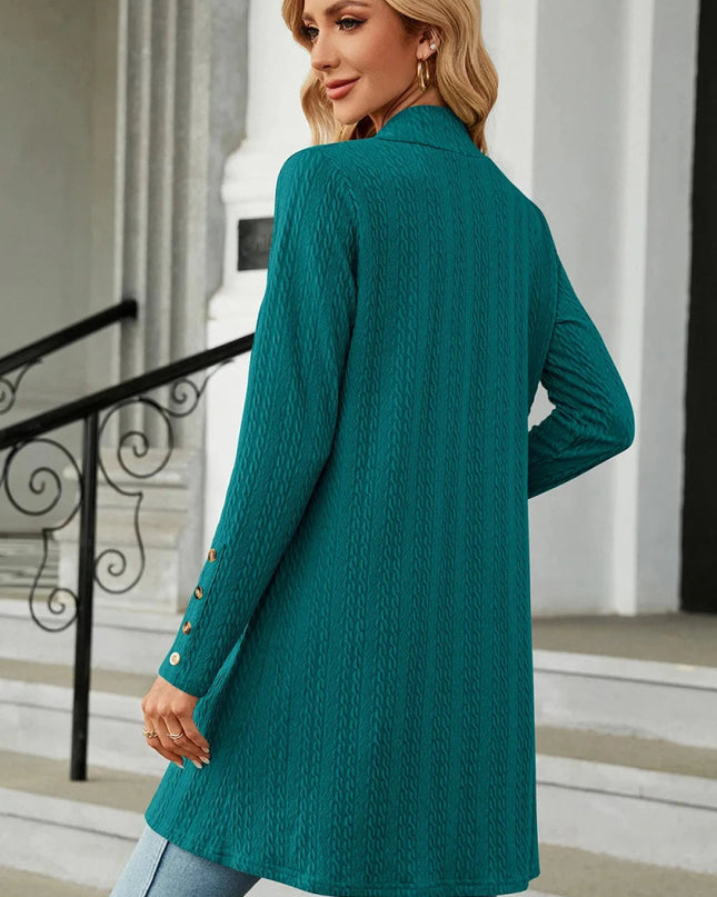 Open Front Long Sleeve Cardigan - Trendsi