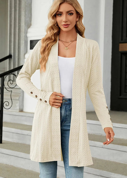 Open Front Long Sleeve Cardigan - Trendsi