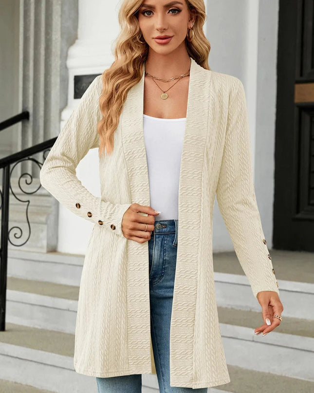 Open Front Long Sleeve Cardigan - Trendsi