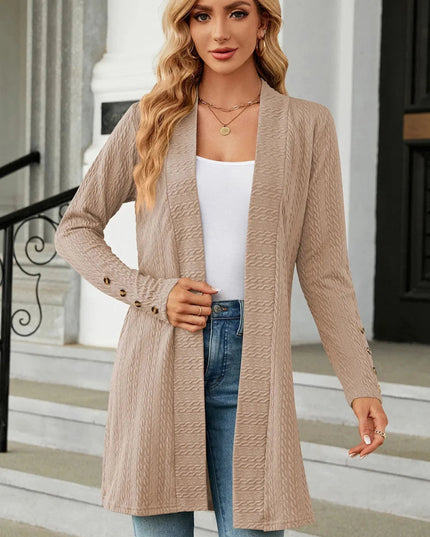 Open Front Long Sleeve Cardigan - Trendsi