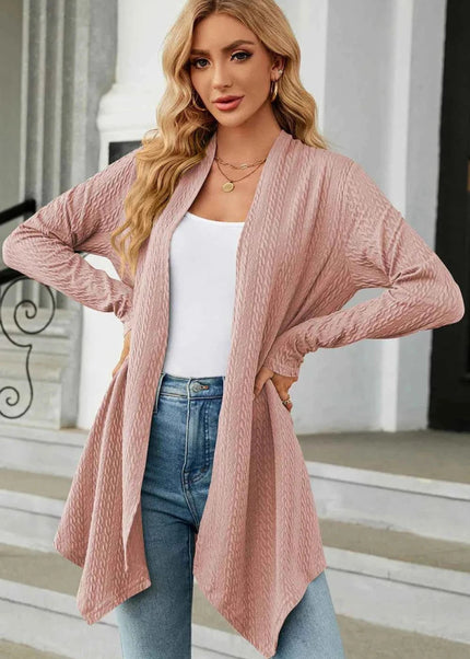 Open Front Long Sleeve Cardigan - Trendsi