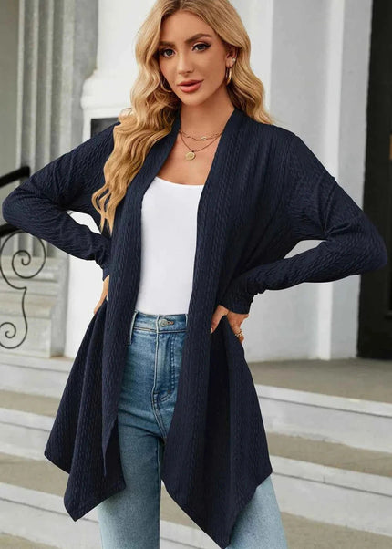 Open Front Long Sleeve Cardigan - Trendsi