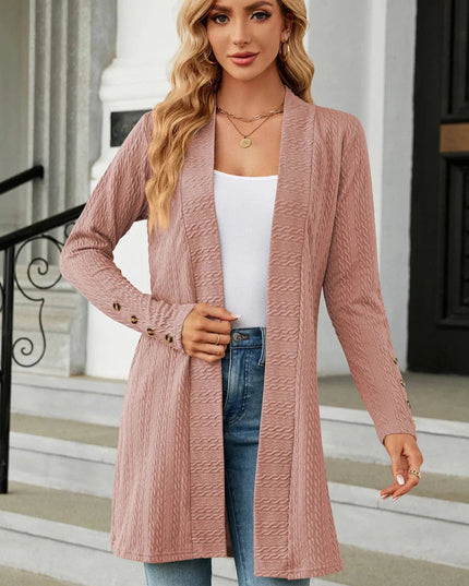 Open Front Long Sleeve Cardigan - Trendsi