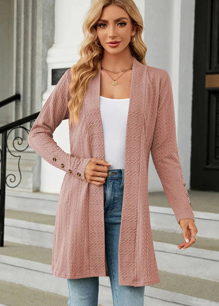Open Front Long Sleeve Cardigan - Trendsi