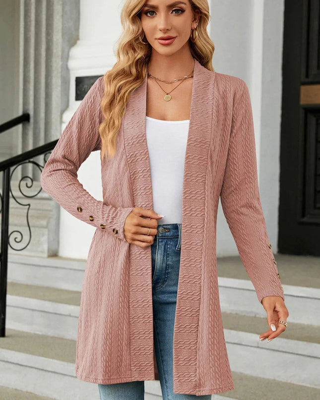 Open Front Long Sleeve Cardigan - Trendsi