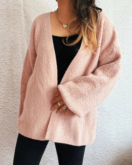 Open Front Long Sleeve Cardigan - Trendsi