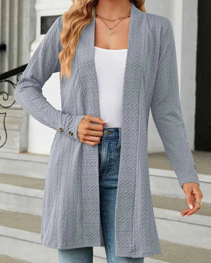 Open Front Long Sleeve Cardigan - Trendsi