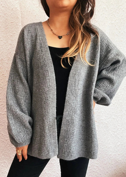 Open Front Long Sleeve Cardigan - Trendsi
