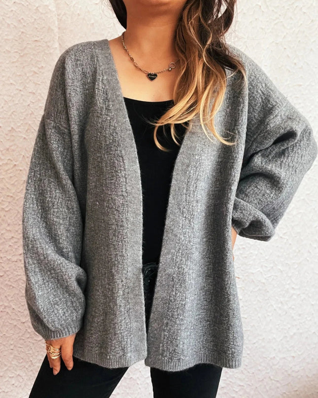 Open Front Long Sleeve Cardigan - Trendsi