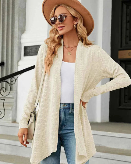 Open Front Long Sleeve Cardigan - Trendsi