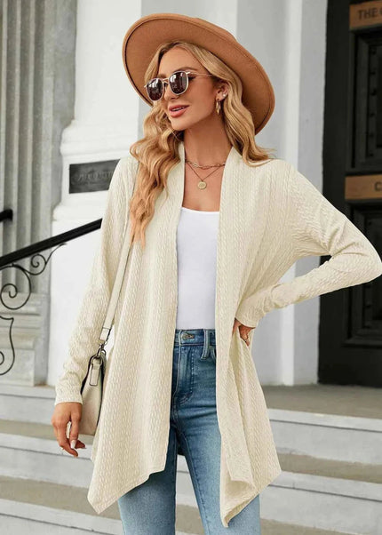 Open Front Long Sleeve Cardigan - Trendsi
