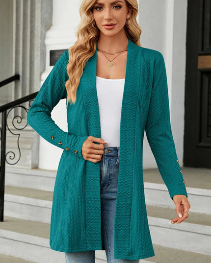 Open Front Long Sleeve Cardigan - Trendsi