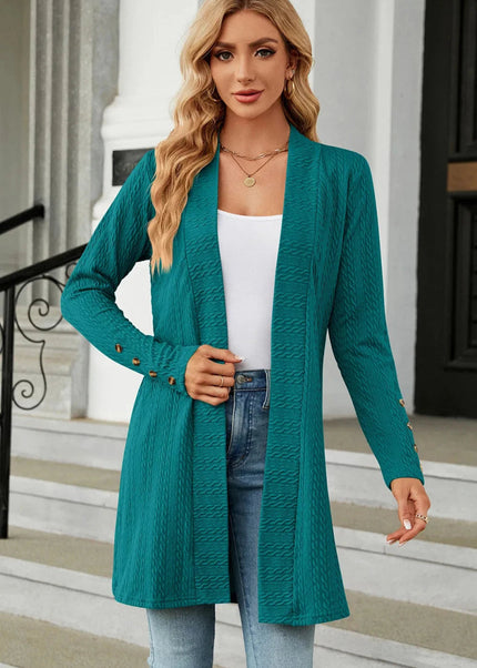 Open Front Long Sleeve Cardigan - Trendsi