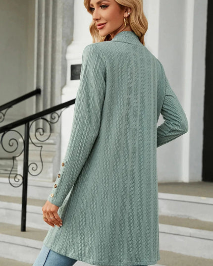 Open Front Long Sleeve Cardigan - Trendsi