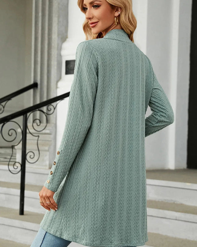 Open Front Long Sleeve Cardigan - Trendsi