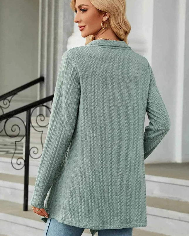 Open Front Long Sleeve Cardigan - Trendsi