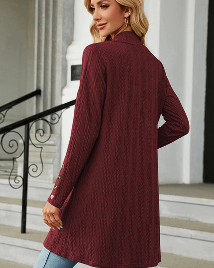 Open Front Long Sleeve Cardigan - Trendsi