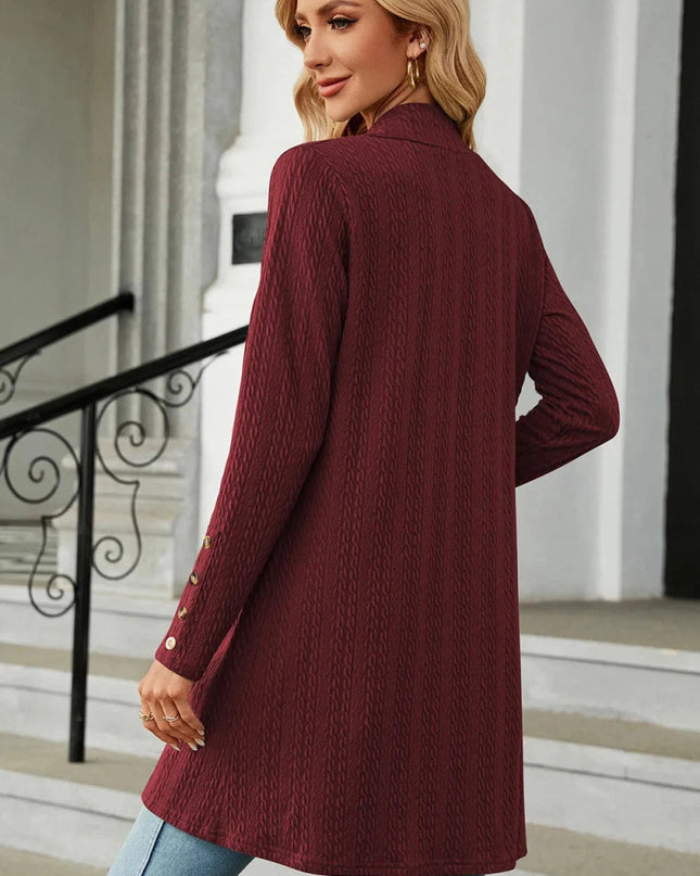 Open Front Long Sleeve Cardigan - Trendsi