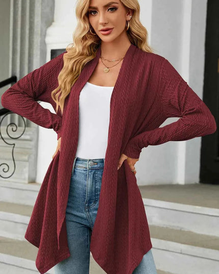 Open Front Long Sleeve Cardigan - Trendsi