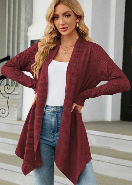 Open Front Long Sleeve Cardigan - Trendsi