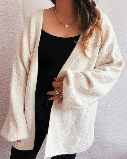 Open Front Long Sleeve Cardigan - Trendsi