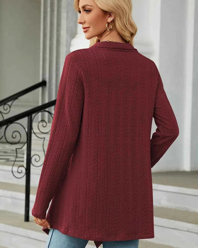 Open Front Long Sleeve Cardigan - Trendsi