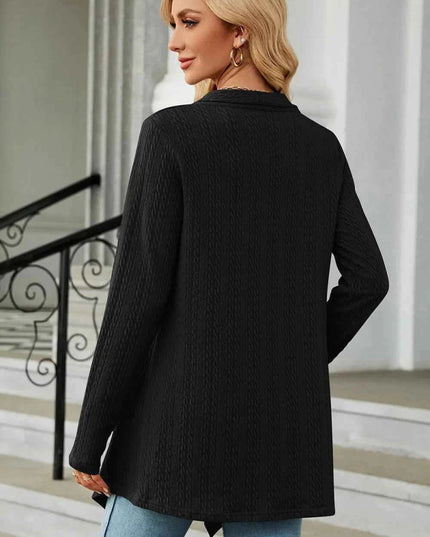 Open Front Long Sleeve Cardigan - Trendsi
